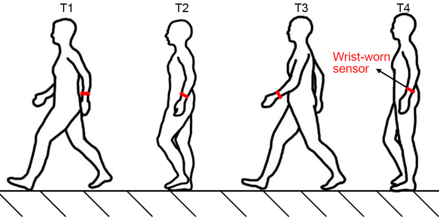 图1 步行摆臂过程示意图 图1 步行摆臂过程示意图